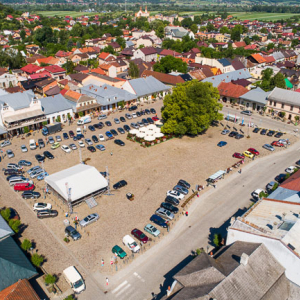 Stary Sacz, 29.05.2018 r. lotnicza panorama miasta, rynek miejski. EU, PL, Warm-Maz. Lotnicze.